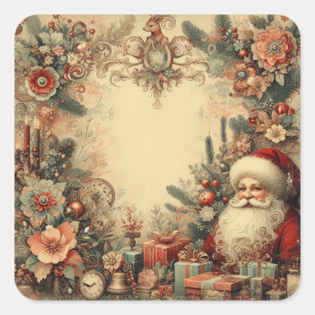 Vintage Christmas Square Sticker (Front)