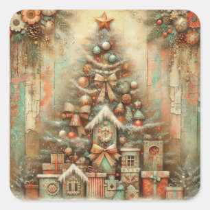 Vintage Christmas Square Sticker