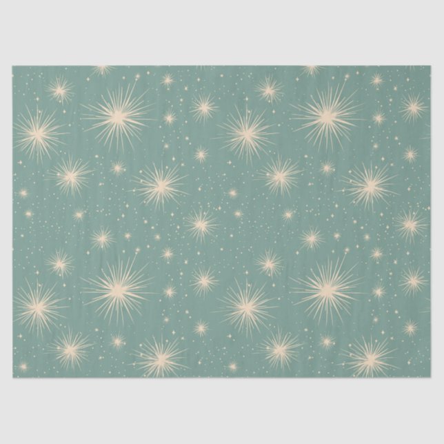 Vintage Christmas Starbursts Soft Blue Tissue Paper (Front)