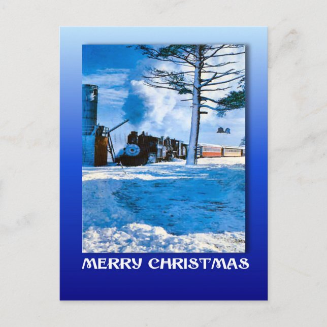 Vintage Christmas,  Steaming through the snow Holiday Postcard (Front)