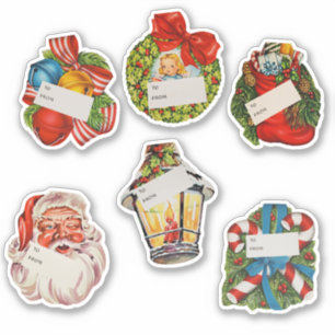 Vintage Christmas Stickers/Gift Tags Medium Size