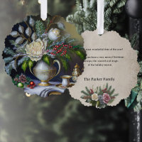 Vintage Christmas Still Life with Roses and Urn