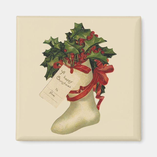 Vintage Christmas Stocking Magnet (Front)