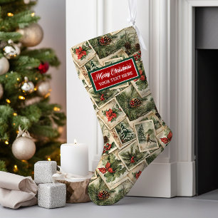 Vintage Christmas Stocking Watercolor Personalised