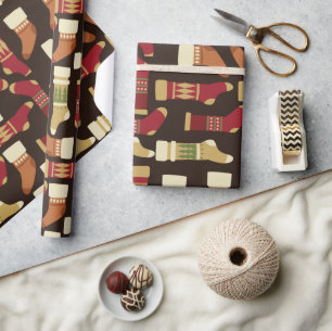 Vintage Christmas Stockings   Holidays Wrapping Paper