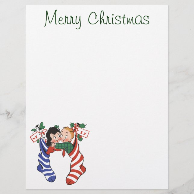 Vintage Christmas Stockings with Cute Children (Front)