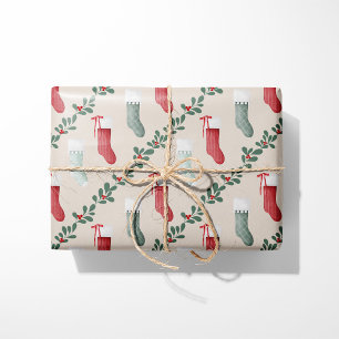 Vintage Christmas Stockings Wrapping Paper