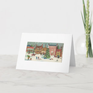 Vintage Christmas Street Scene Holiday Card