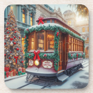 Vintage Christmas Streetcar in Snow Coaster