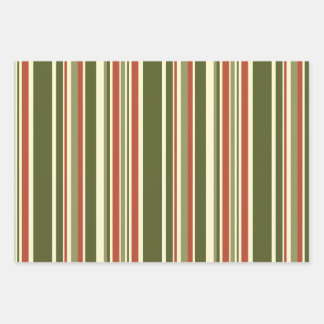Vintage Christmas Stripe Red and Green    Wrapping Paper Sheet