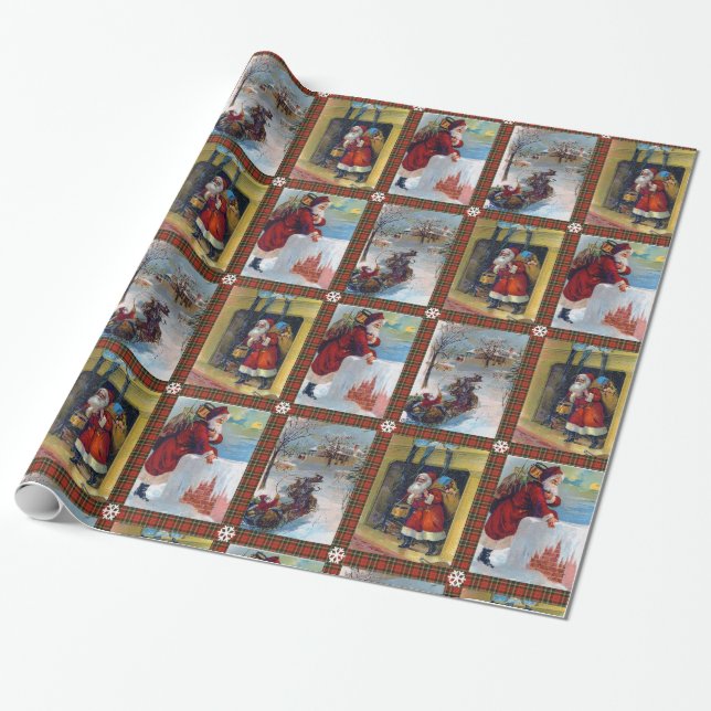 Vintage Christmas Style Wrapping Paper (Unrolled)