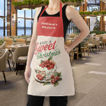 Vintage Christmas Sweet Cake Custom Name Apron<br><div class="desc">This Apron has a Vintage Christmas vibe with a retro print. Have a sweet Christmas and Custom Name for the one who loves to cook or bake.</div>