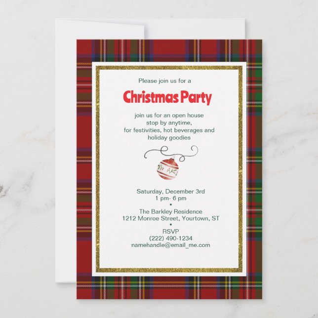 Vintage Christmas Tartan Plaid Invitation (Front)