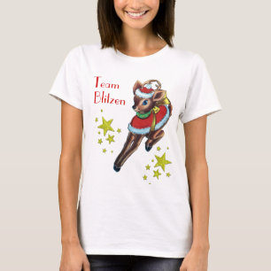 vintage christmas team blitzen reindeer tshirt