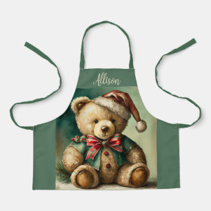 Vintage Christmas Teddy bear Apron