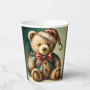 Vintage Christmas Teddy bear Paper Cups