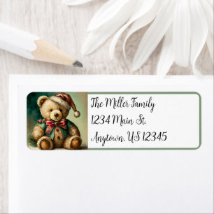 Vintage Christmas Teddy bear Return Address Label