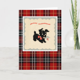 Vintage Christmas Terrier Dog Holiday Card