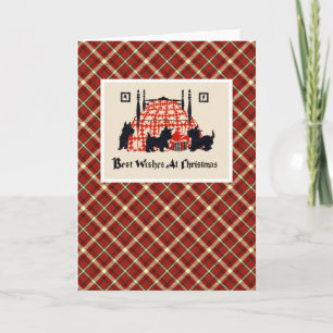 Vintage Christmas Terrier Dog Holiday Card