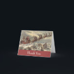 Vintage Christmas Thank You<br><div class="desc">Vintage illustration Victorian Christmas holiday scene with Santa Claus and his reindeer delivering toys on Christmas Eve.Thomas Nast.</div>