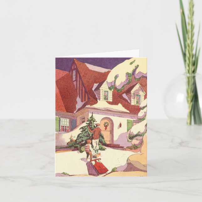 Vintage Christmas Thank You Card (Front)