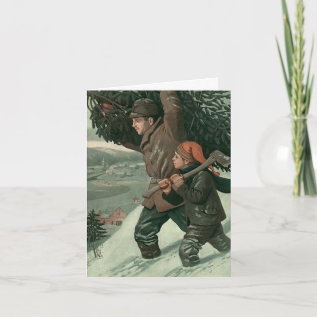 Vintage Christmas Thank You Holiday Card (Front)