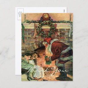 Vintage Christmas Thank You Holiday Postcard