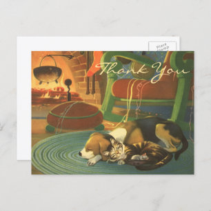 Vintage Christmas Thank You Postcard