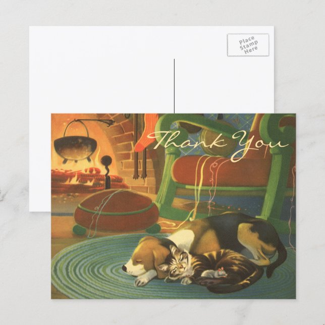 Vintage Christmas Thank You Postcard (Front/Back)