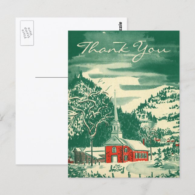 Vintage Christmas Thank You Postcard (Front/Back)
