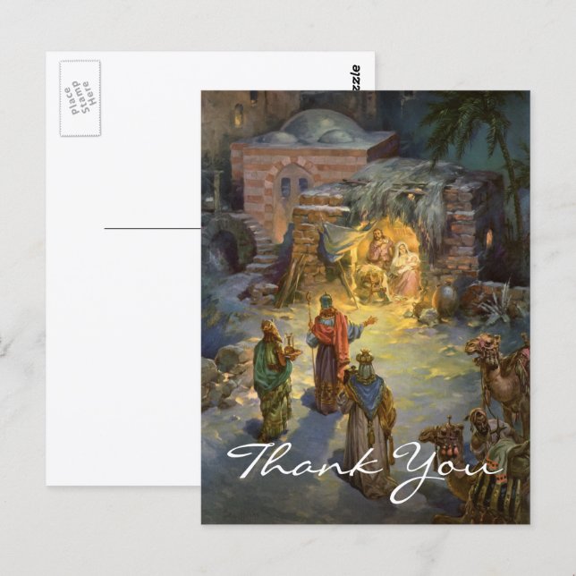 Vintage Christmas Thank You Postcard (Front/Back)