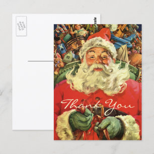 Vintage Christmas Thank You Postcard