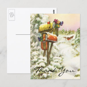 Vintage Christmas Thank You Postcard