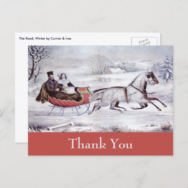 Vintage Christmas Thank You Postcard (Front/Back)