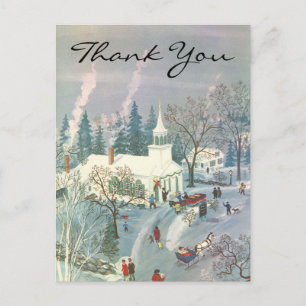 Vintage Christmas Thank You Postcard