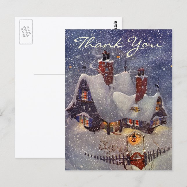 Vintage Christmas Thank You Postcard (Front/Back)