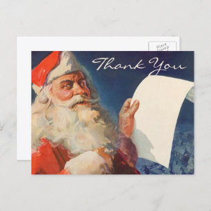 Vintage Christmas Thank You Postcard