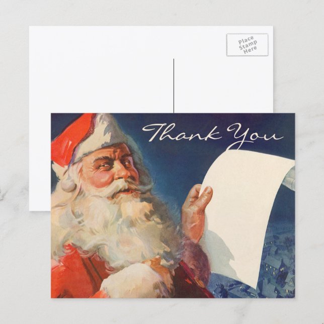 Vintage Christmas Thank You Postcard (Front/Back)
