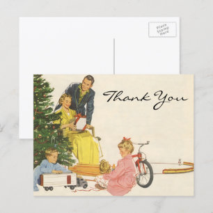 Vintage Christmas Thank You Postcard