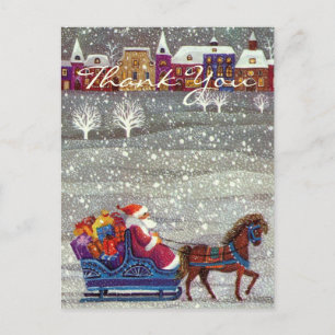 Vintage Christmas Thank You Postcard