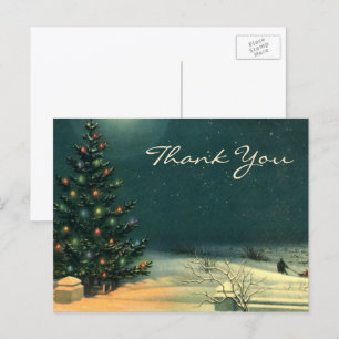 Vintage Christmas Thank You Postcard