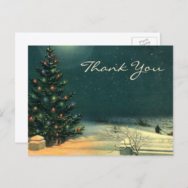 Vintage Christmas Thank You Postcard (Front/Back)