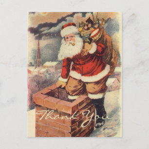 Vintage Christmas Thank You Postcard