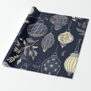 Vintage Christmas theam pattern grey Wrapping Paper