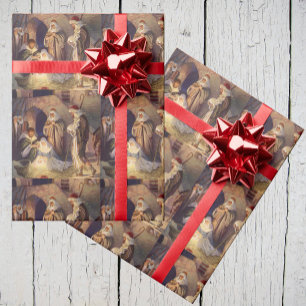 Vintage Christmas, Three Shepherds and Baby Jesus Wrapping Paper