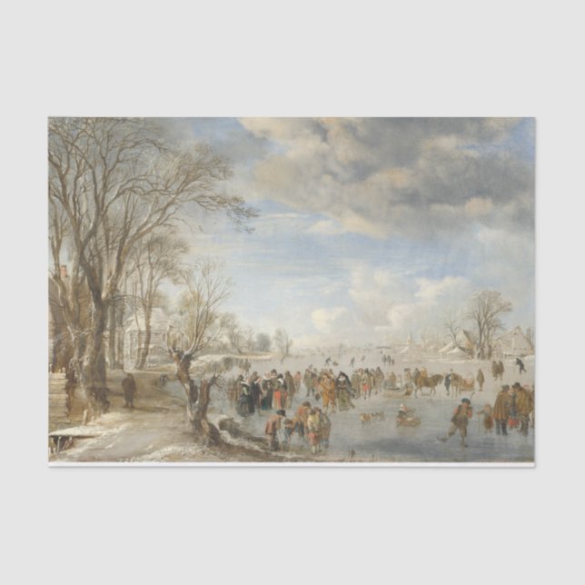 Vintage Christmas Tissue Paper WINTER IN HOLLAND (Front)