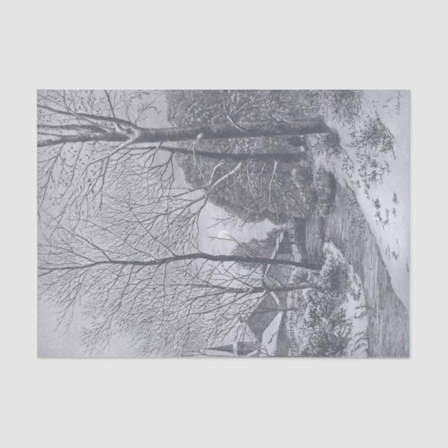 Vintage Christmas Tissue Paper WINTER STROLL (Front)