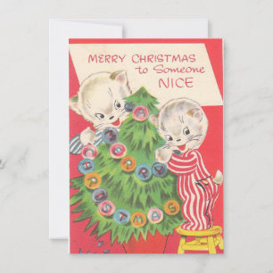 Vintage Christmas To Someone Nice Cats Holiday Card