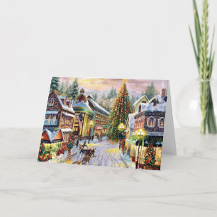 Vintage Christmas Town Holiday Card
