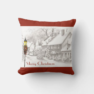 Vintage Christmas Town Pillow
